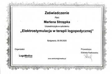Certyfikaty marlena-strzepka Logopeda, Neurologopeda